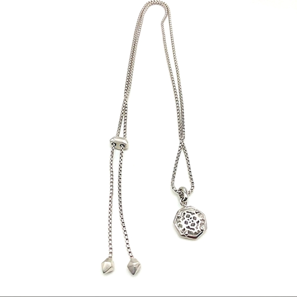 NEW Kendra Scott Filigree Coin Charm Necklace in Silver